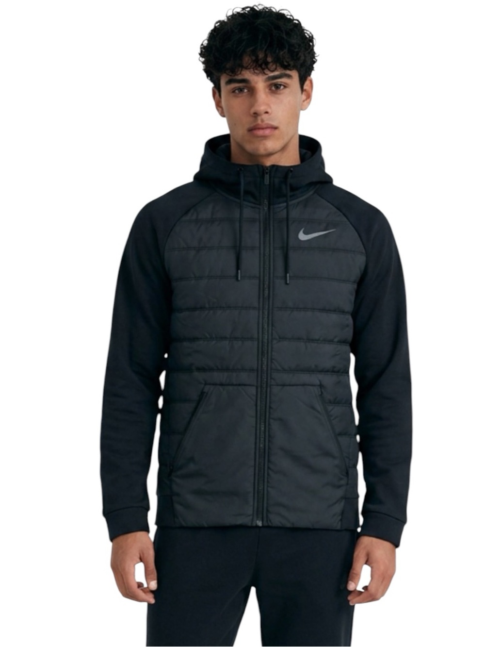 Nike Charcoal/Black Quilted Hooded Jacket, Men’s Medium